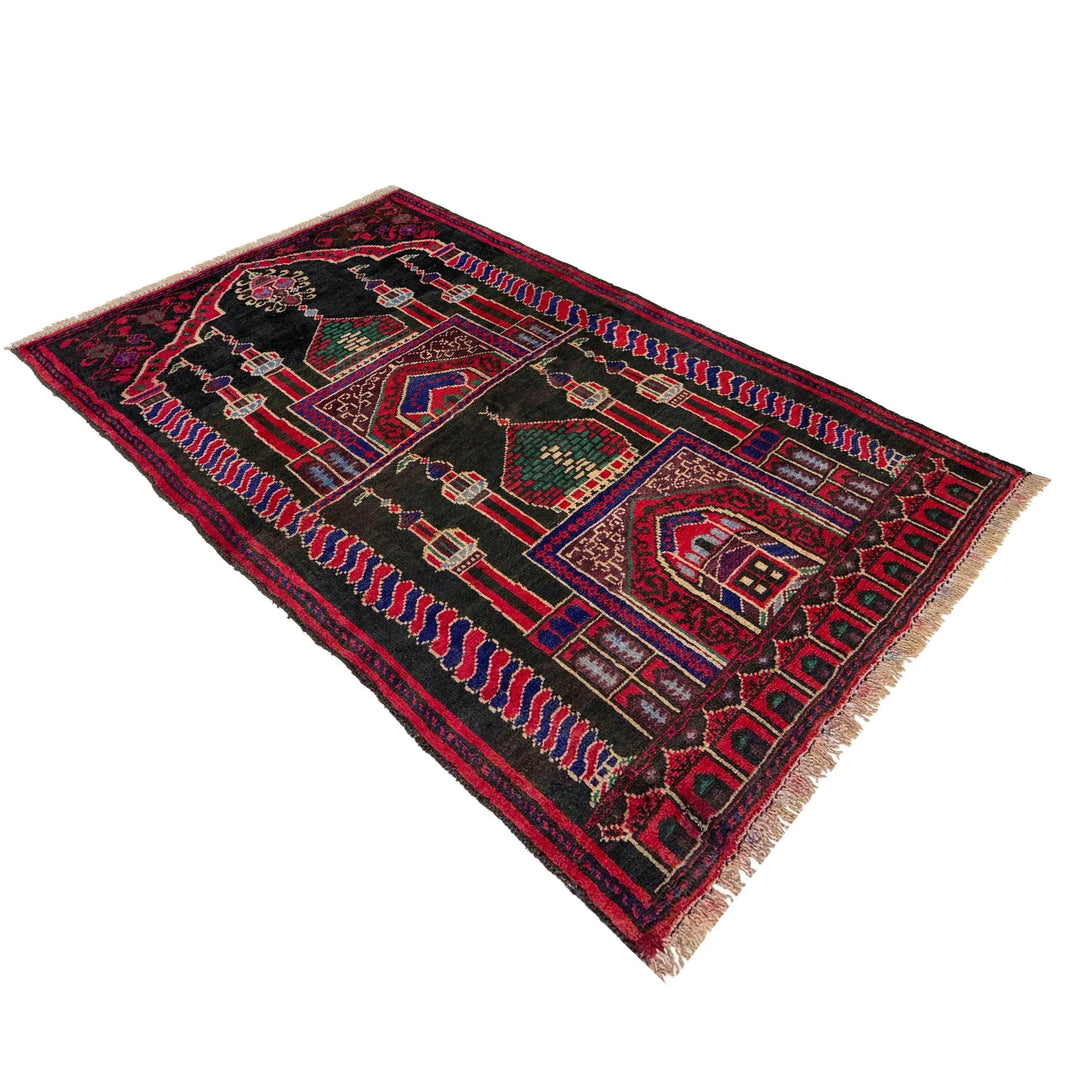 Afghan Prayer Rug 2' 6" x 3' 9" Hand-Knotted | No. AL46814