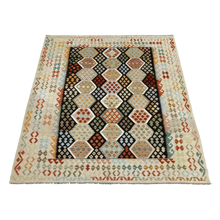 Afghan Vegetable Kilim Rug 8' 1" x 11' 7" Flat-Weave | No. AL468986