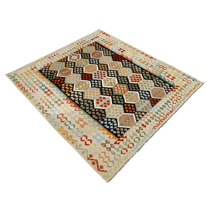 Afghan Vegetable Kilim Rug 8' 1" x 11' 7" Flat-Weave | No. AL468986