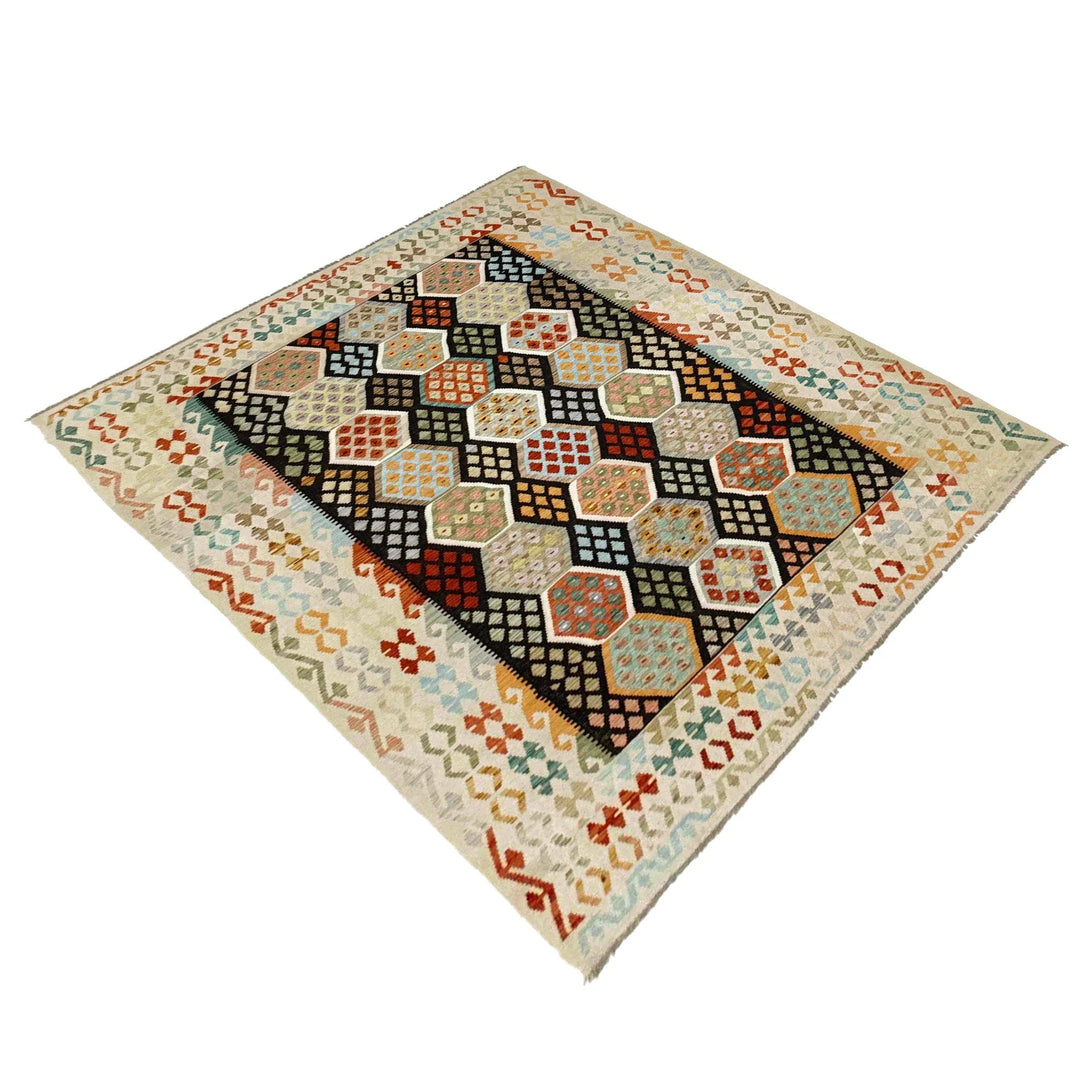 Afghan Vegetable Kilim Rug 8' 1" x 11' 7" Flat-Weave | No. AL468986