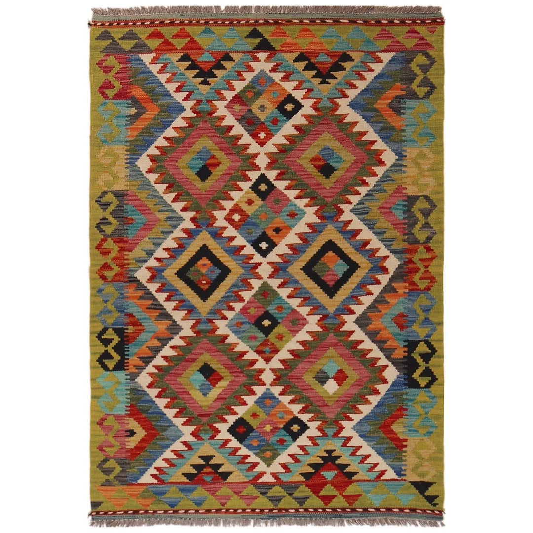 Afghan Kilim Rug 3' 3" x 4' 11" Flat-Weave | No. AL46900