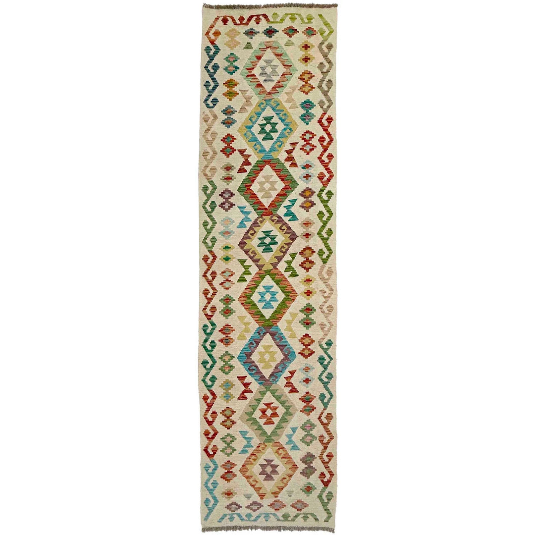 Afghan Vegetable Kilim Rug 2' 6" x 9' 3" Flat-Weave | No. AL469312