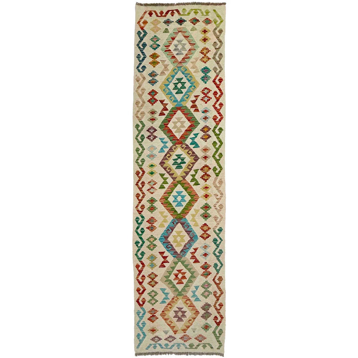 Afghan Vegetable Kilim Rug 2' 6" x 9' 3" Flat-Weave | No. AL469312