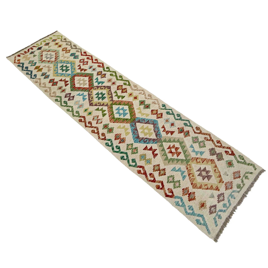 Afghan Vegetable Kilim Rug 2' 6" x 9' 3" Flat-Weave | No. AL469312