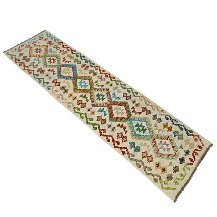 Afghan Vegetable Kilim Rug 2' 6" x 9' 3" Flat-Weave | No. AL469312