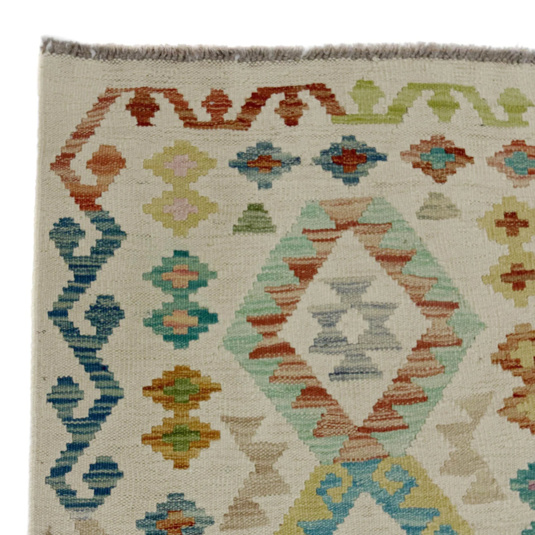 Afghan Vegetable Kilim Rug 2' 6" x 9' 3" Flat-Weave | No. AL469312