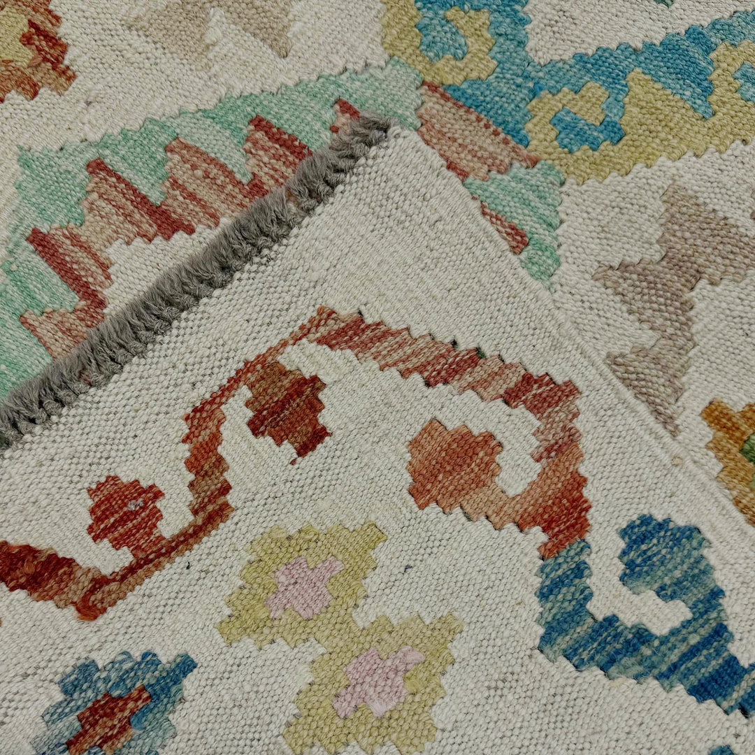 Afghan Vegetable Kilim Rug 2' 6" x 9' 3" Flat-Weave | No. AL469312