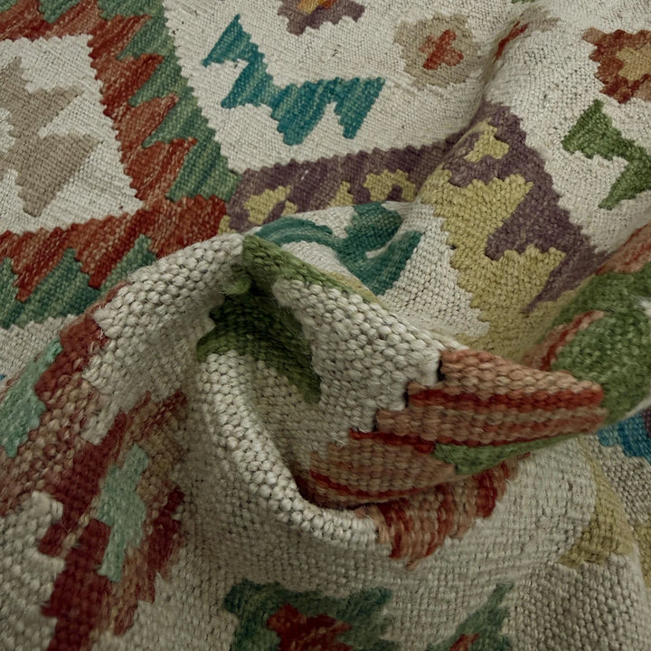 Afghan Vegetable Kilim Rug 2' 6" x 9' 3" Flat-Weave | No. AL469312