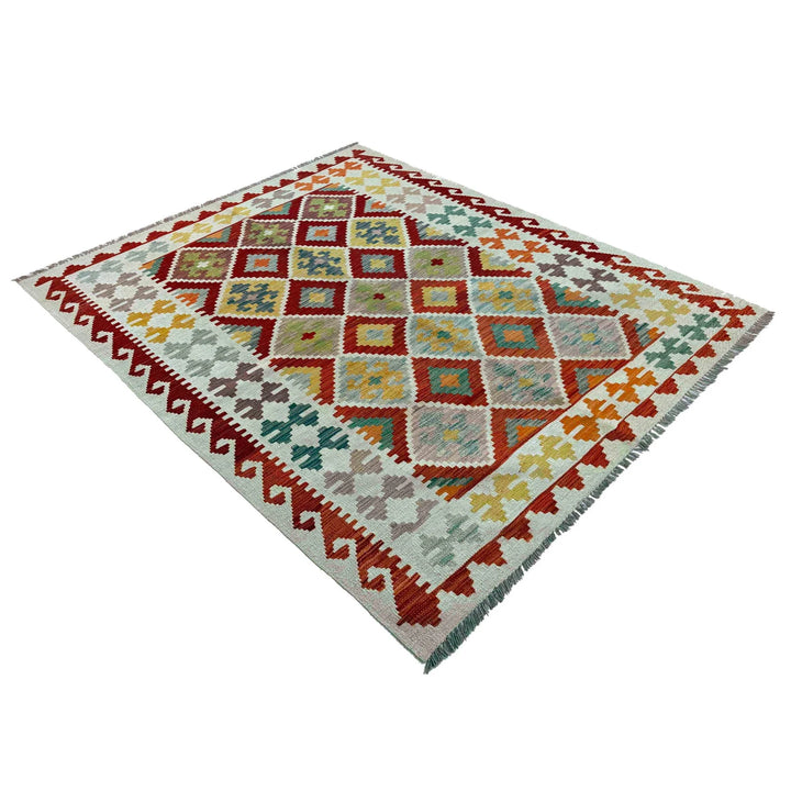 Afghan Vegetable Kilim Rug 4' 10" x 6' 7" Flat-Weave | No. AL46931