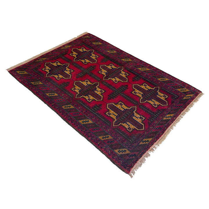 Afghan Baluchi Rug 3' 2" x 4' 9" Hand-Knotted | No. AL46979