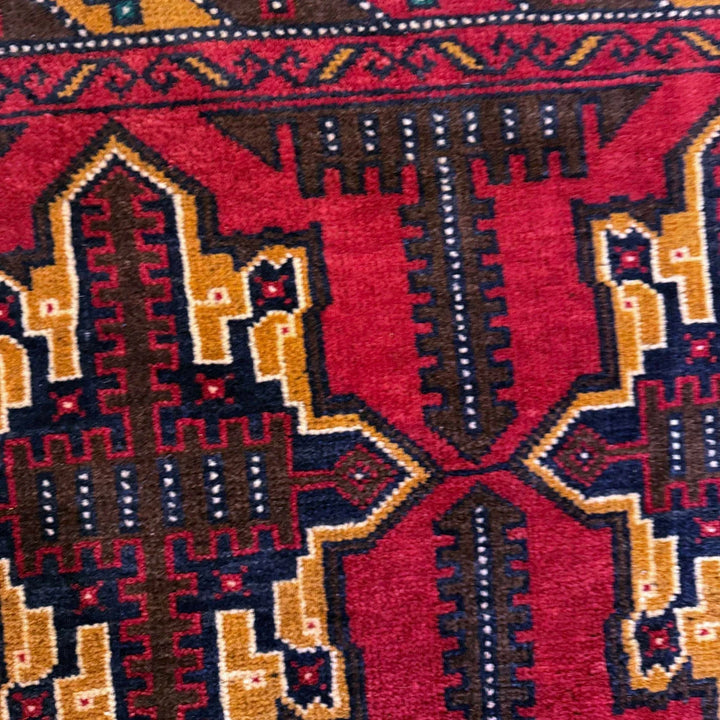 Afghan Baluchi Rug 3' 2" x 4' 9" Hand-Knotted | No. AL46979