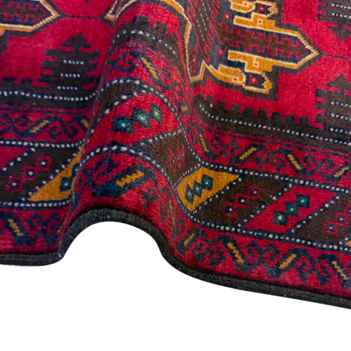 Afghan Baluchi Rug 3' 2" x 4' 9" Hand-Knotted | No. AL46979