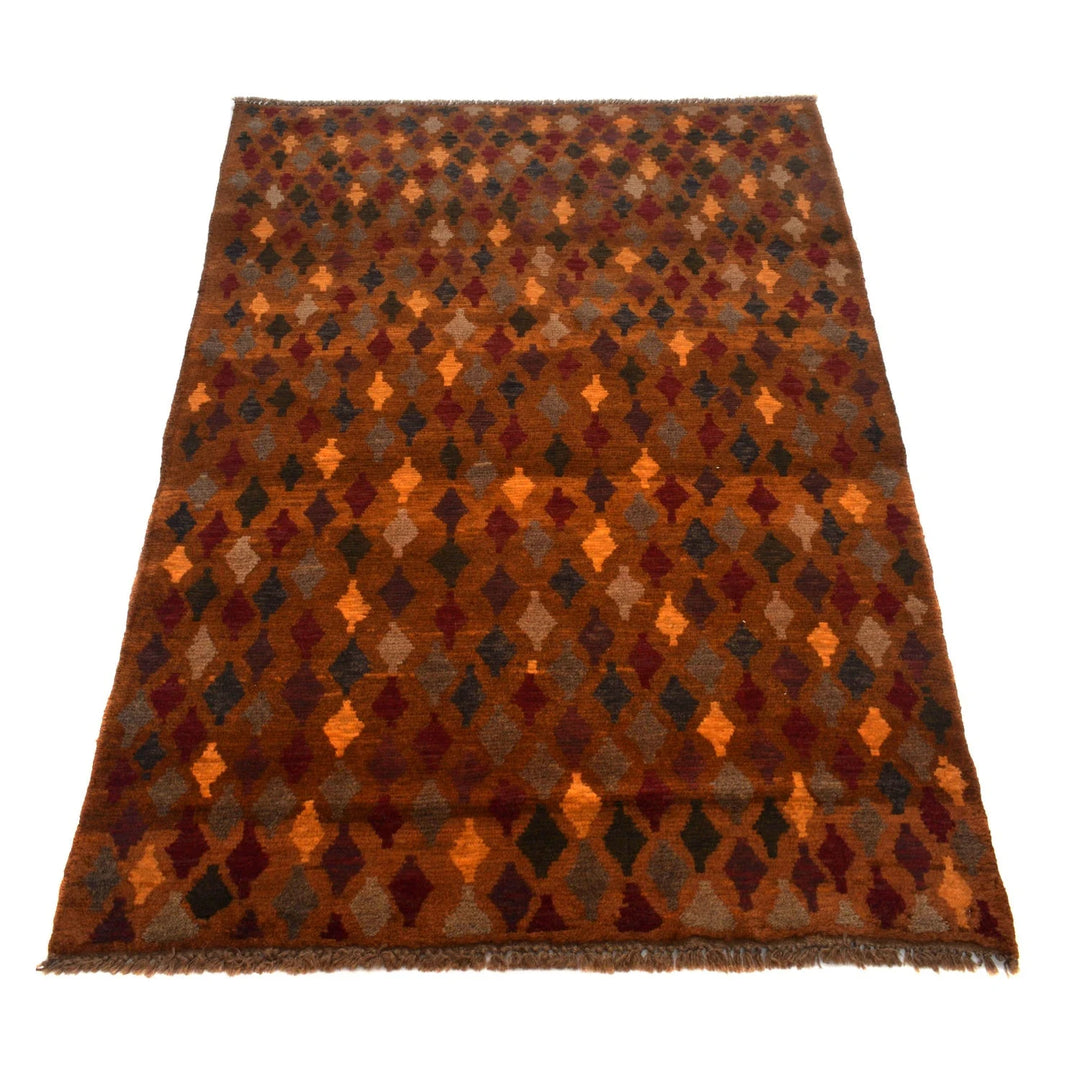 Orange Afghan Baluchi Rug 3' 9" x 5' 6" Hand-Knotted | No. AL47008