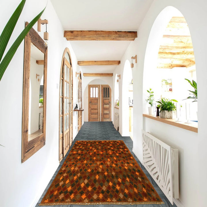 Orange Afghan Baluchi Rug 3' 9" x 5' 6" Hand-Knotted | No. AL47008