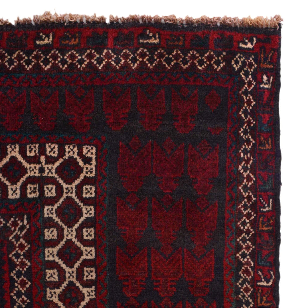 Red Afghan Prayer Rug 2' 10" x 4' 10" Hand-Knotted | No. AL47021