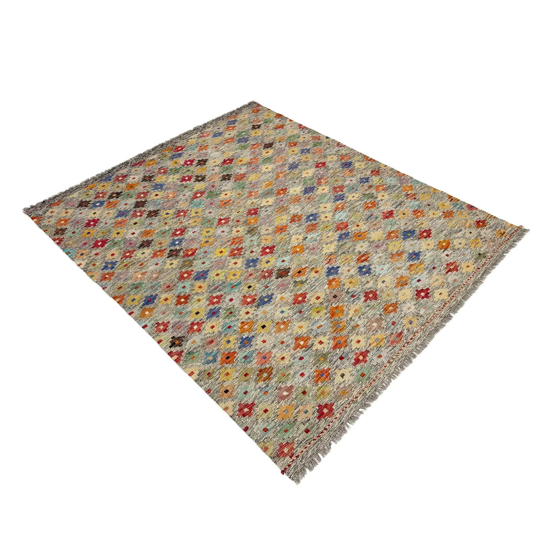 Afghan Vegetable Kelim Rug 5'1" x 6'6" Flat-Weave | No. AL470229