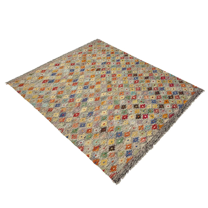 Afghan Vegetable Kelim Rug 5'1" x 6'6" Flat-Weave | No. AL470229