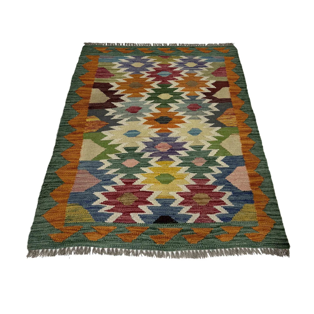 Afghan Vegetable Kilim Rug 2' 9" x 3' 7" Flat-Weave | No. AL470487