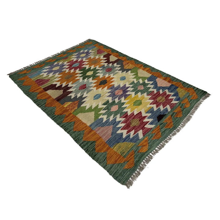 Afghan Vegetable Kilim Rug 2' 9" x 3' 7" Flat-Weave | No. AL470487