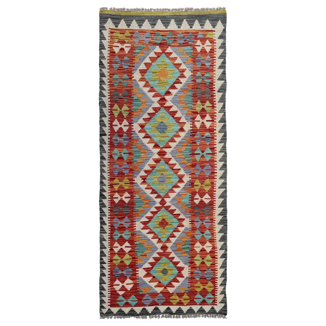 Afghan Vegetable Kilim Rug 2' 6" x 6' 8" Flat-Weave | No. AL470493