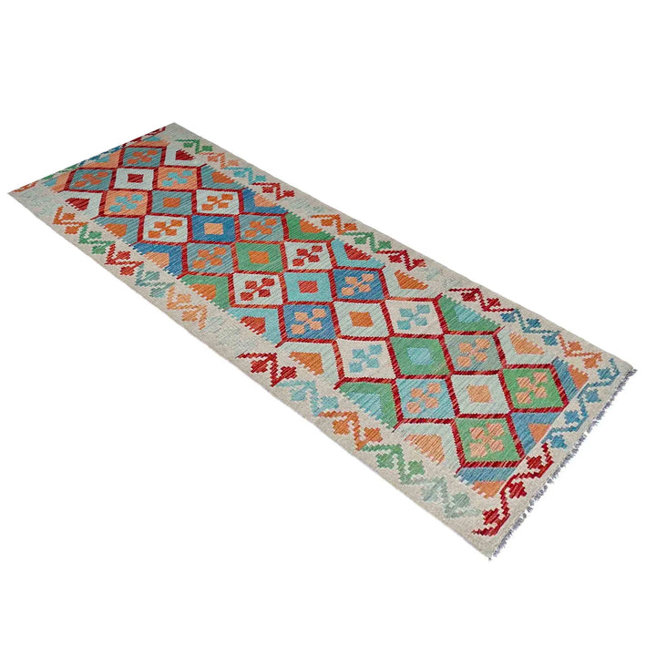 Afghan Vegetable Kilim Rug 2' 8" x 10' 0" Flat-Weave | No. AL47052