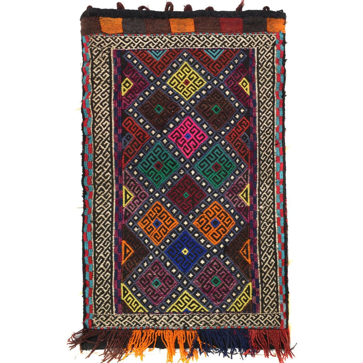 Afghan Baluchi Kilim Rug 1'10" x 3'0" Flat-Weave | No. AL47066