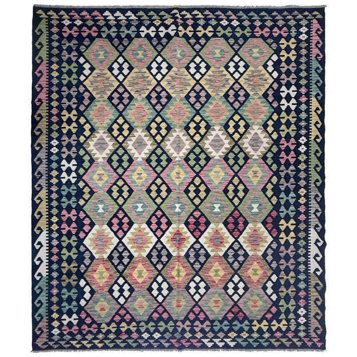 Afghan Vegetable Kilim Rug 6' 8" x 9' 6" Flat-Weave | No. AL471101