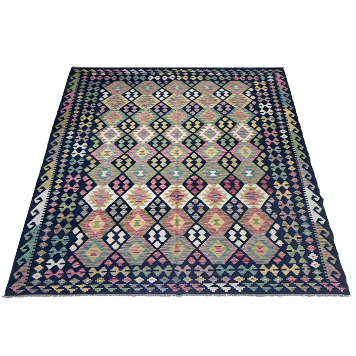 Afghan Vegetable Kilim Rug 6' 8" x 9' 6" Flat-Weave | No. AL471101