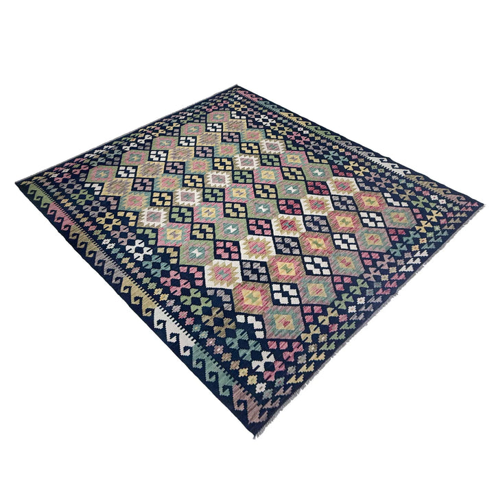 Afghan Vegetable Kilim Rug 6' 8" x 9' 6" Flat-Weave | No. AL471101