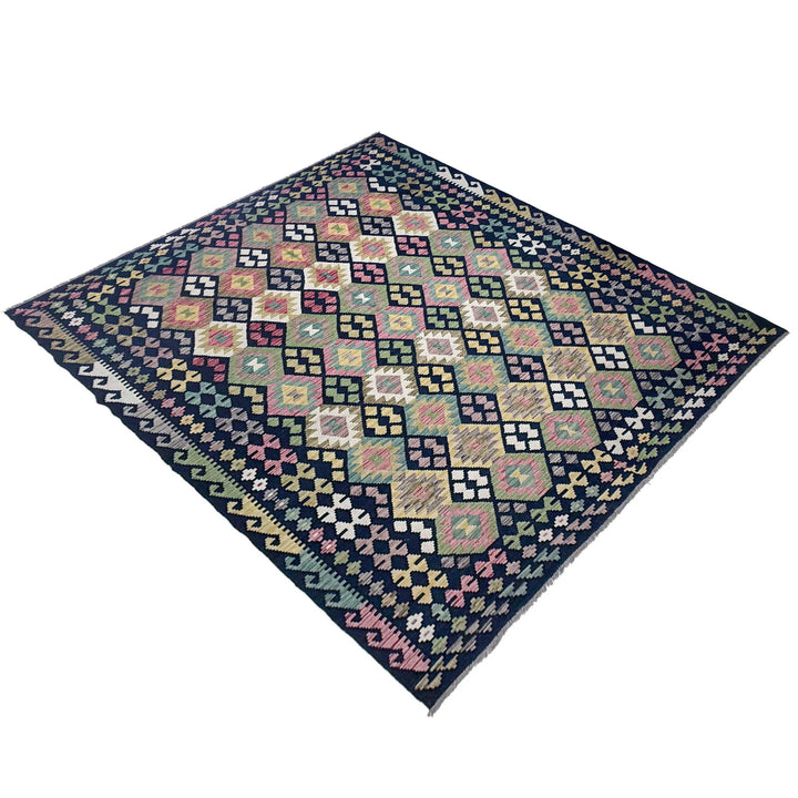 Afghan Vegetable Kilim Rug 6' 8" x 9' 6" Flat-Weave | No. AL471101