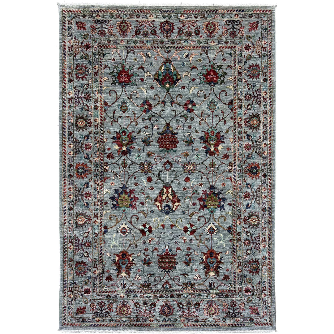 Blue Afghan Sultani Rug 5' 8" x 8' 0" Hand-Knotted | No. AL47171