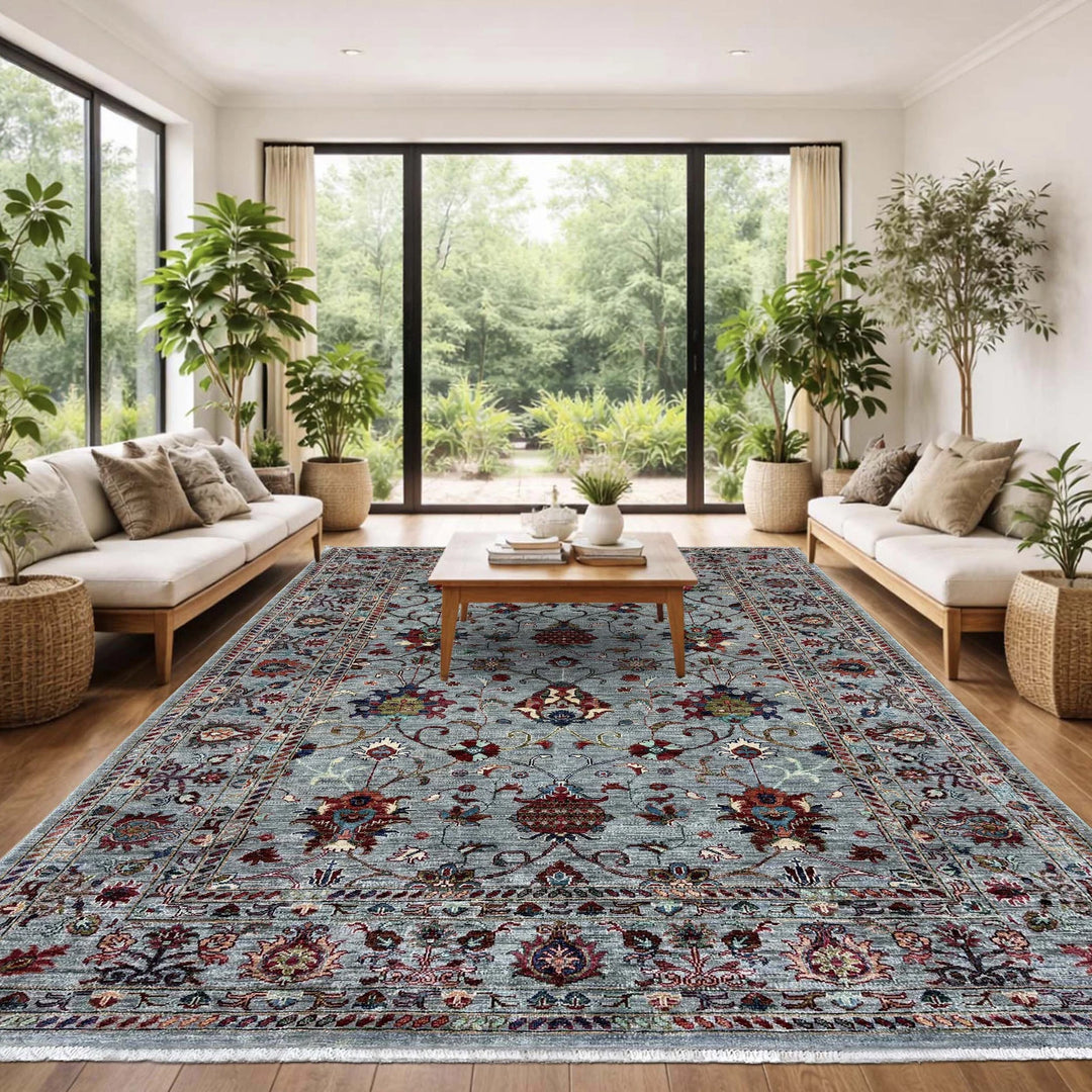 Blue Afghan Sultani Rug 5' 8" x 8' 0" Hand-Knotted | No. AL47171