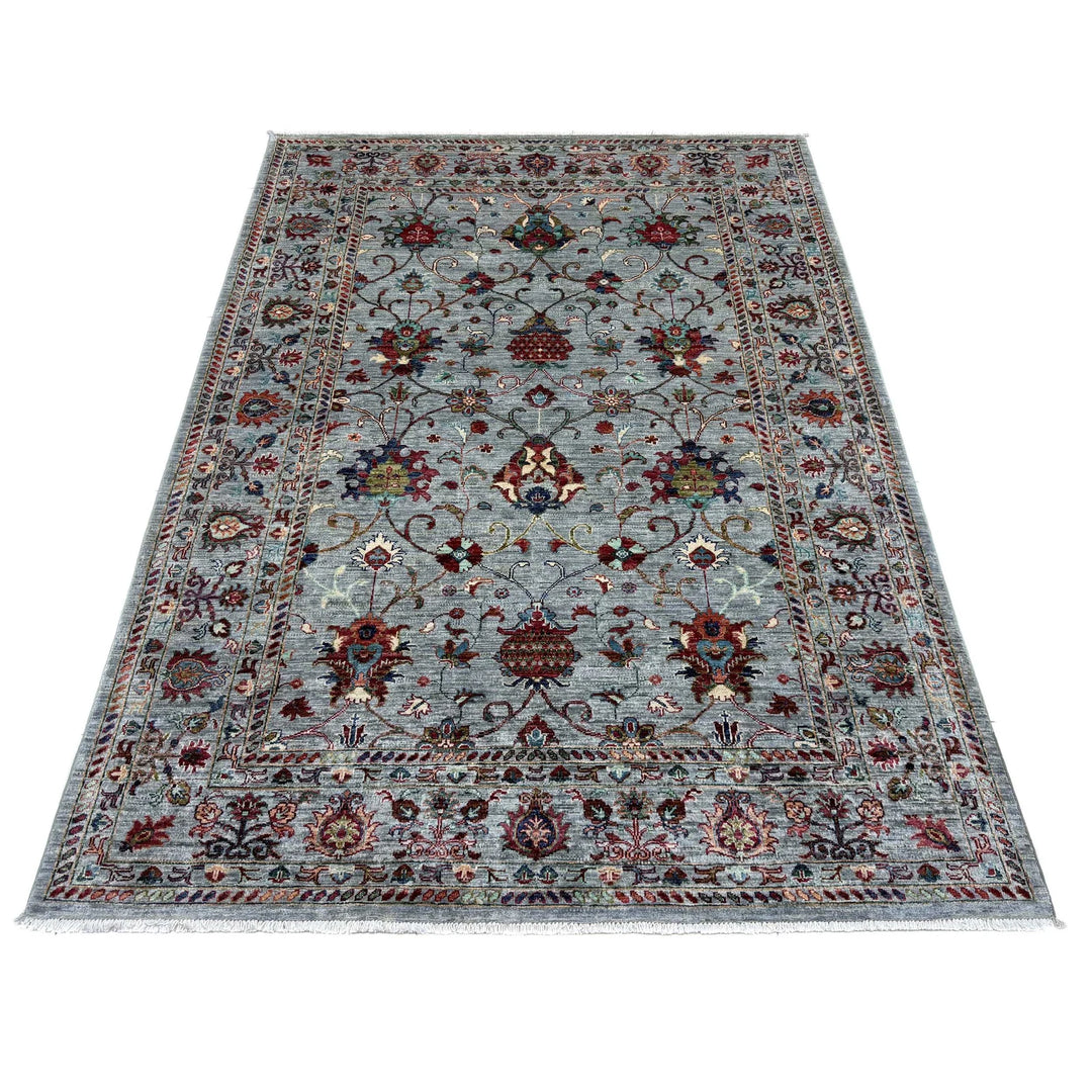 Blue Afghan Sultani Rug 5' 8" x 8' 0" Hand-Knotted | No. AL47171