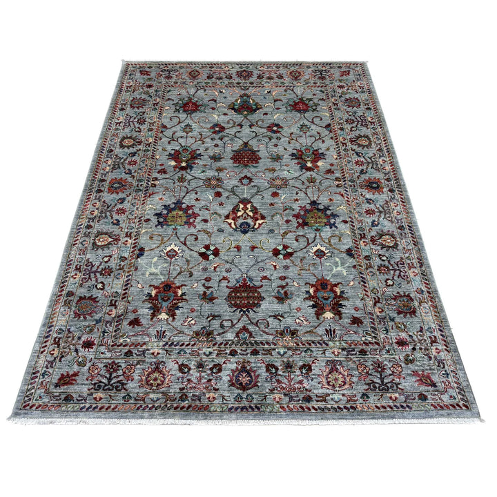 Blue Afghan Sultani Rug 5' 8" x 8' 0" Hand-Knotted | No. AL47171