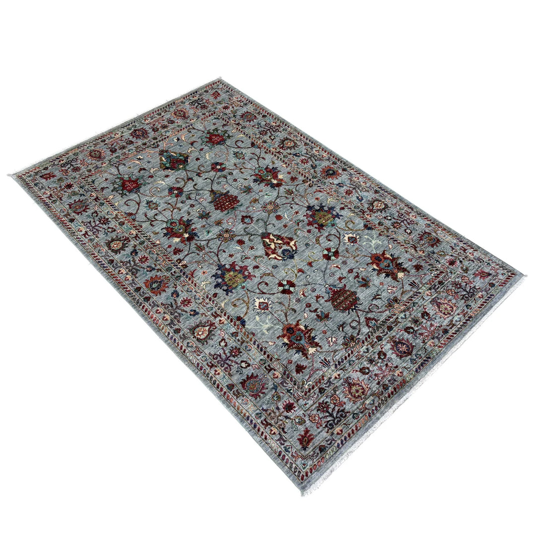 Blue Afghan Sultani Rug 5' 8" x 8' 0" Hand-Knotted | No. AL47171