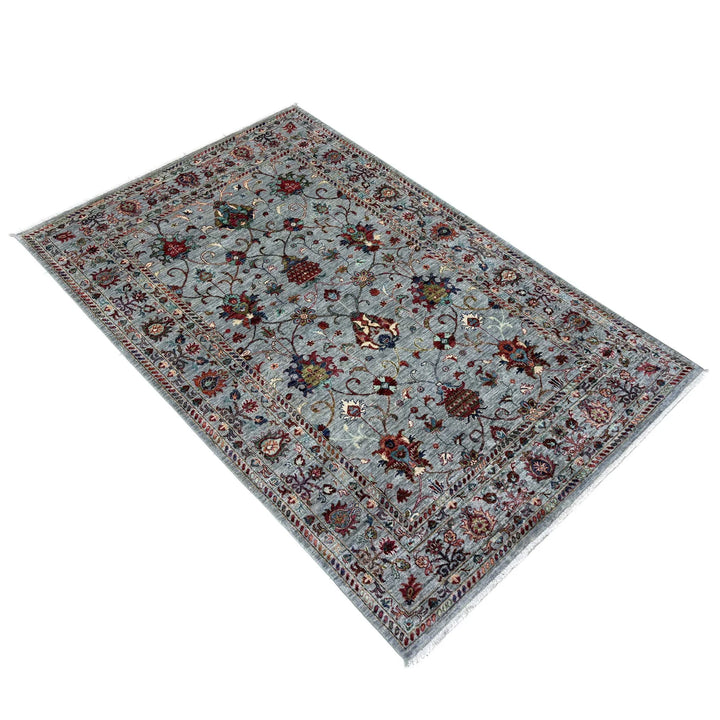 Blue Afghan Sultani Rug 5' 8" x 8' 0" Hand-Knotted | No. AL47171