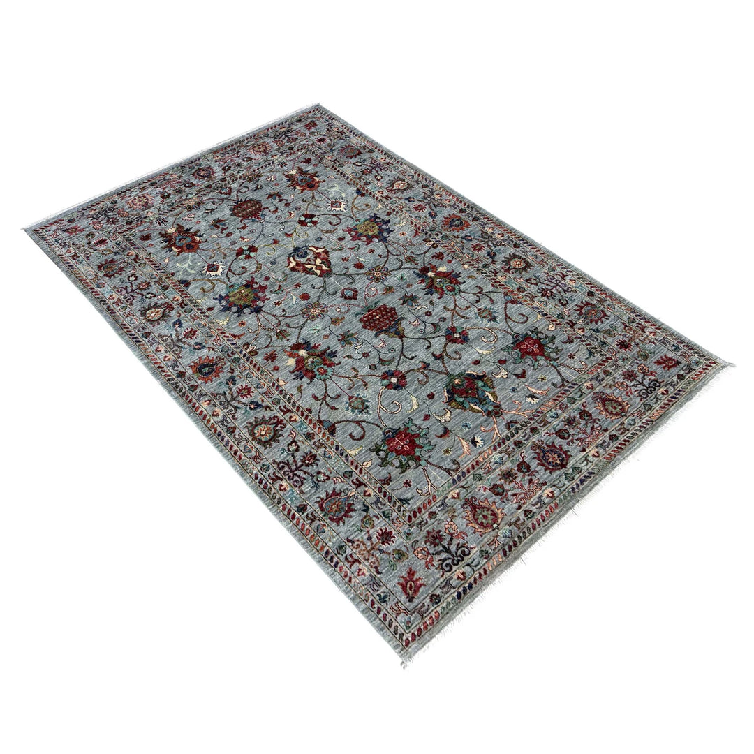 Blue Afghan Sultani Rug 5' 8" x 8' 0" Hand-Knotted | No. AL47171