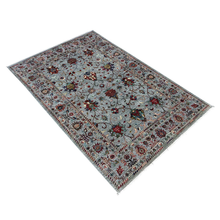 Blue Afghan Sultani Rug 5' 8" x 8' 0" Hand-Knotted | No. AL47171