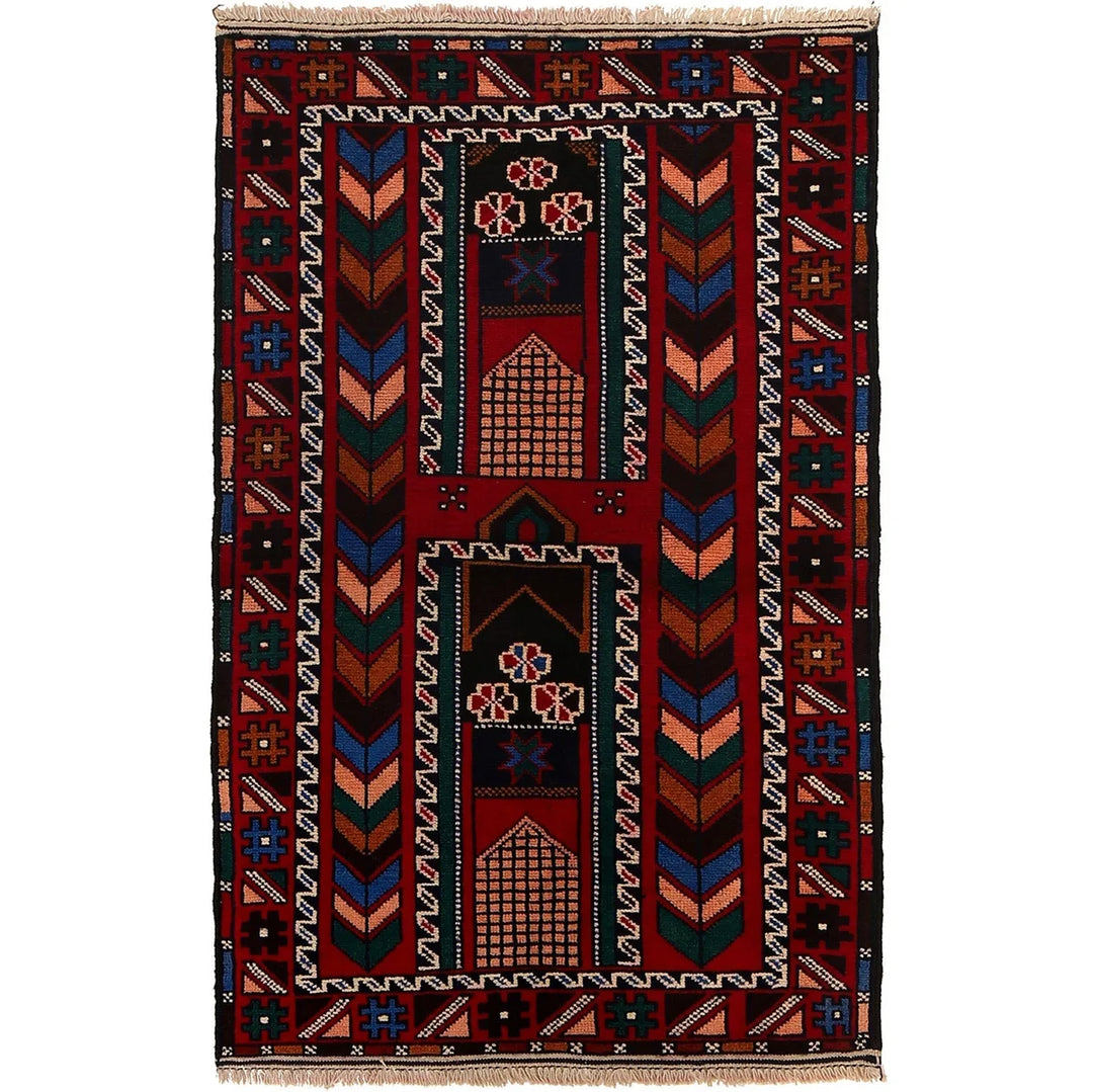 Afghan Baluchi Rug 2' 8" x 4' 3" Hand-Knotted | No. AL47191
