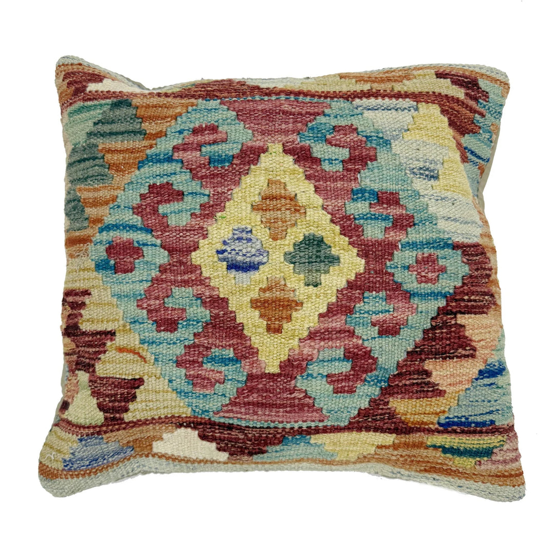 Afghan Kilim Cushion Cover 1' 4" x 1' 6" Flat-Weave | No. AL472089