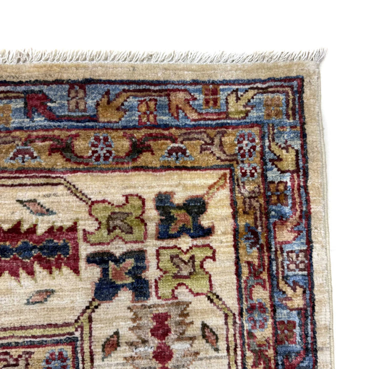 Beige Afghan Waziri Rug 6' 8" x 9' 5" Hand-Knotted | No. AL47215