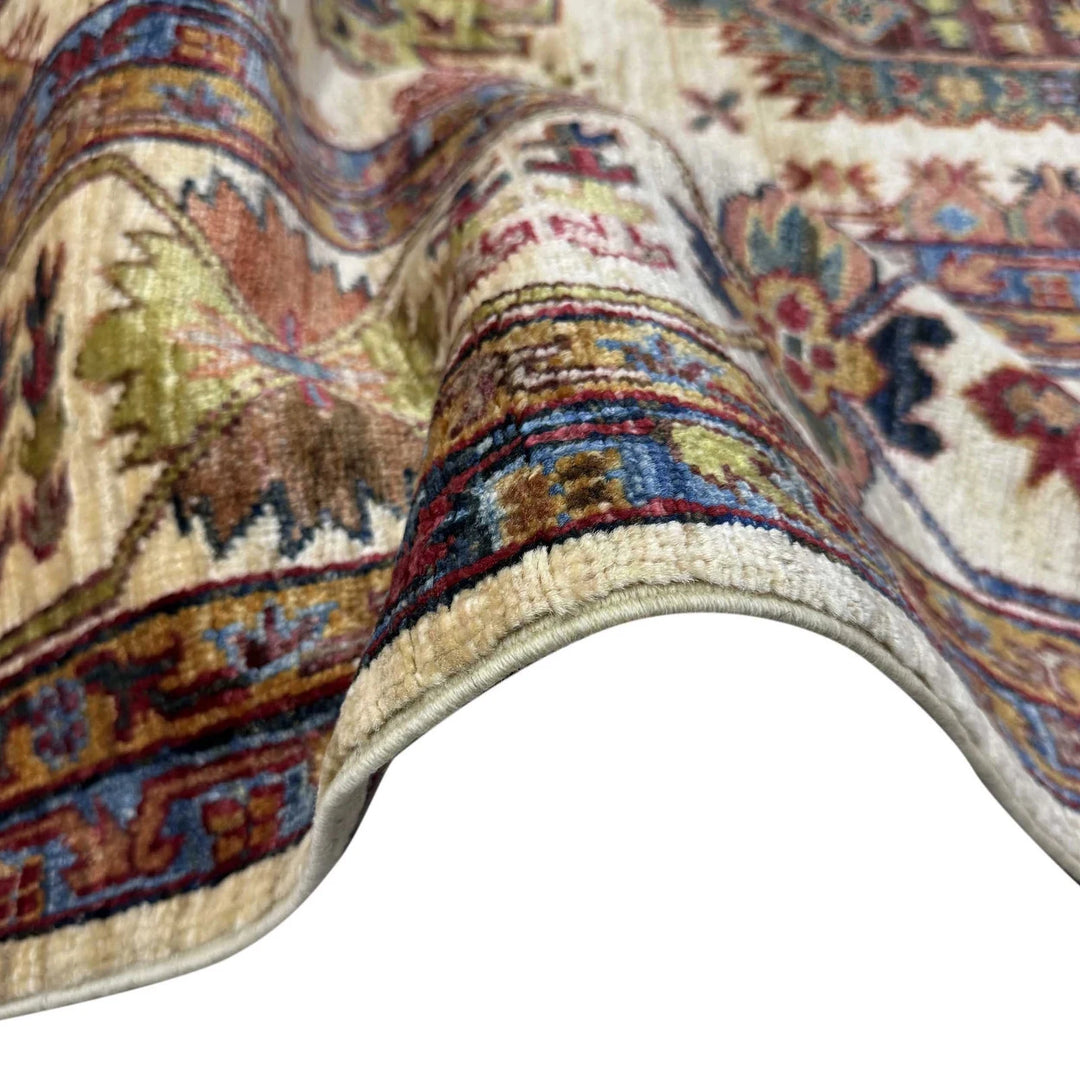 Beige Afghan Oriental Rug 6'8" x 9'5" Hand-Knotted | No. AL47215