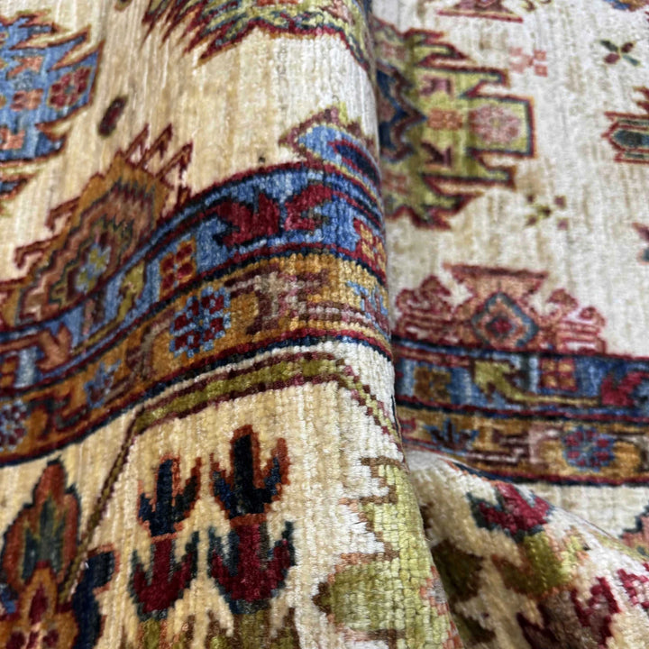 Beige Afghan Waziri Rug 6' 8" x 9' 5" Hand-Knotted | No. AL47215
