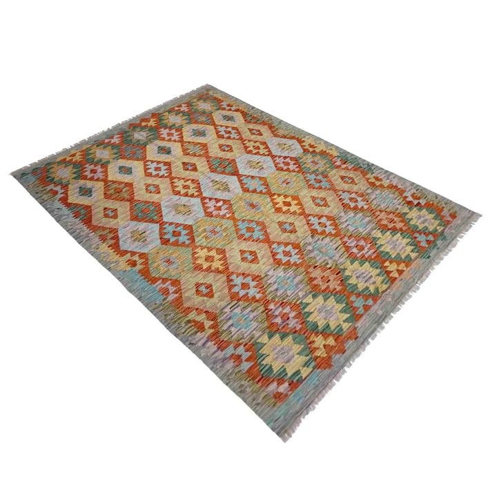 Afghan Vegetable Kilim Rug 5'7" x 8'0" Flat-Weave | No. AL472575
