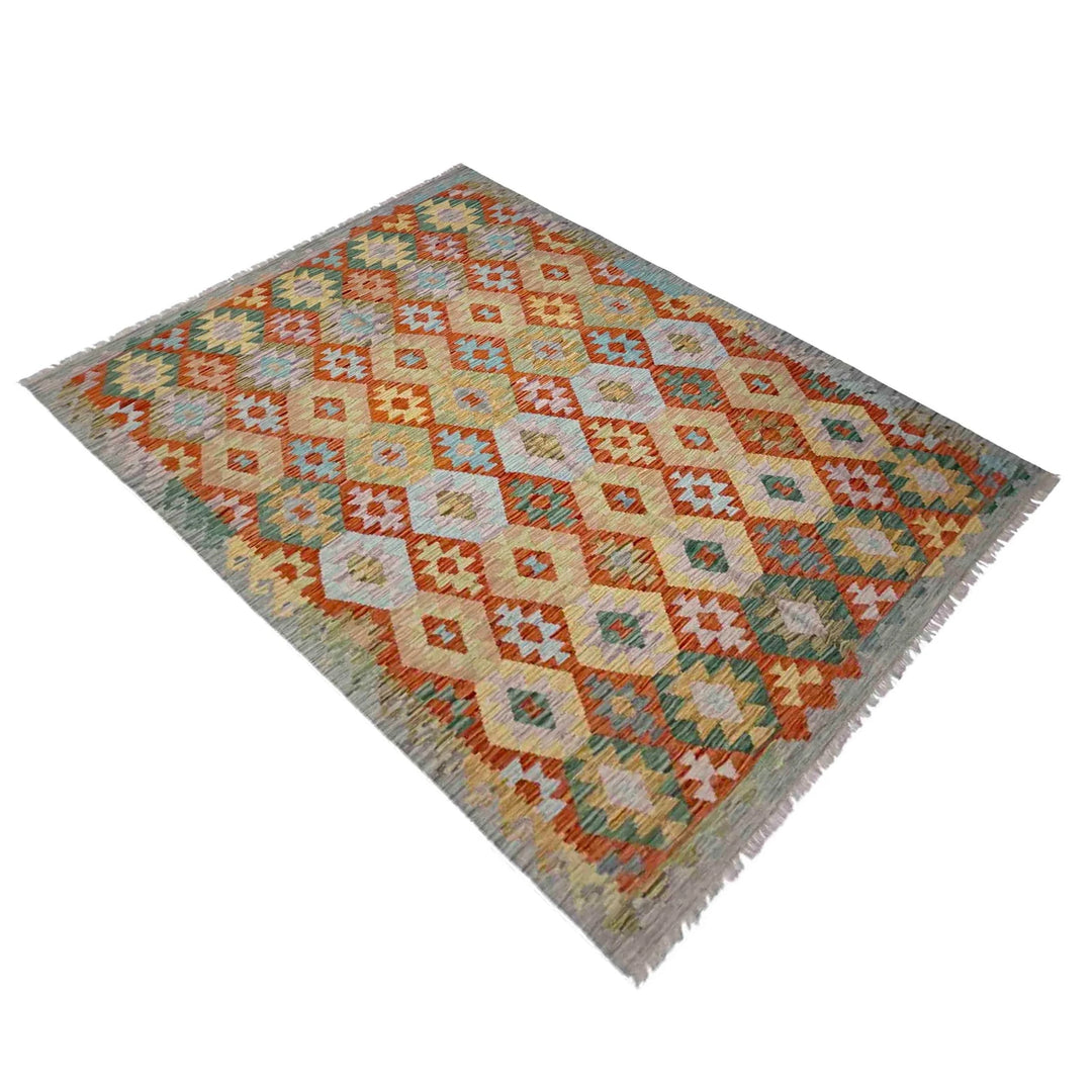 Afghan Vegetable Kilim Rug 5'7" x 8'0" Flat-Weave | No. AL472575