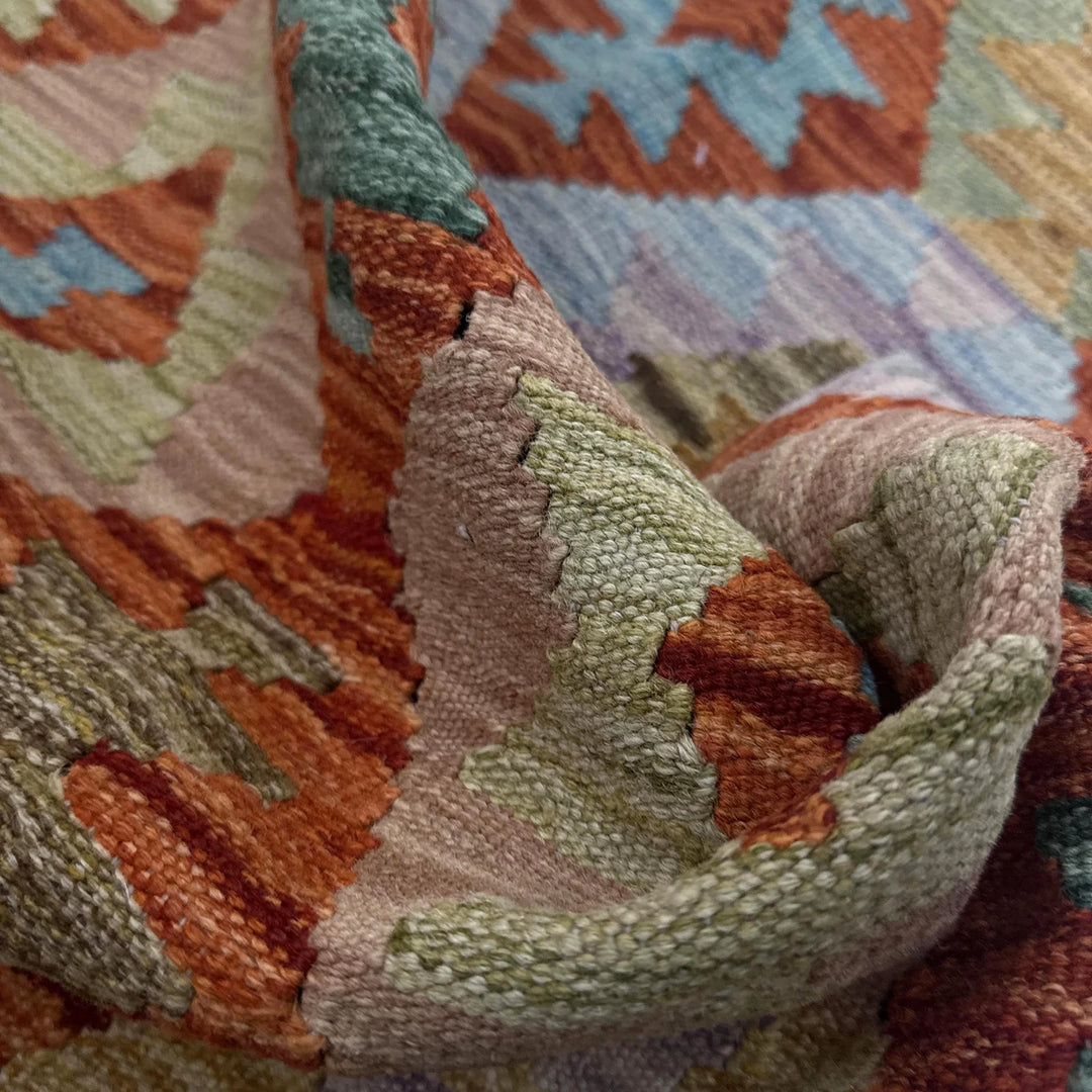 Afghan Vegetable Kilim Rug 5'7" x 8'0" Flat-Weave | No. AL472575