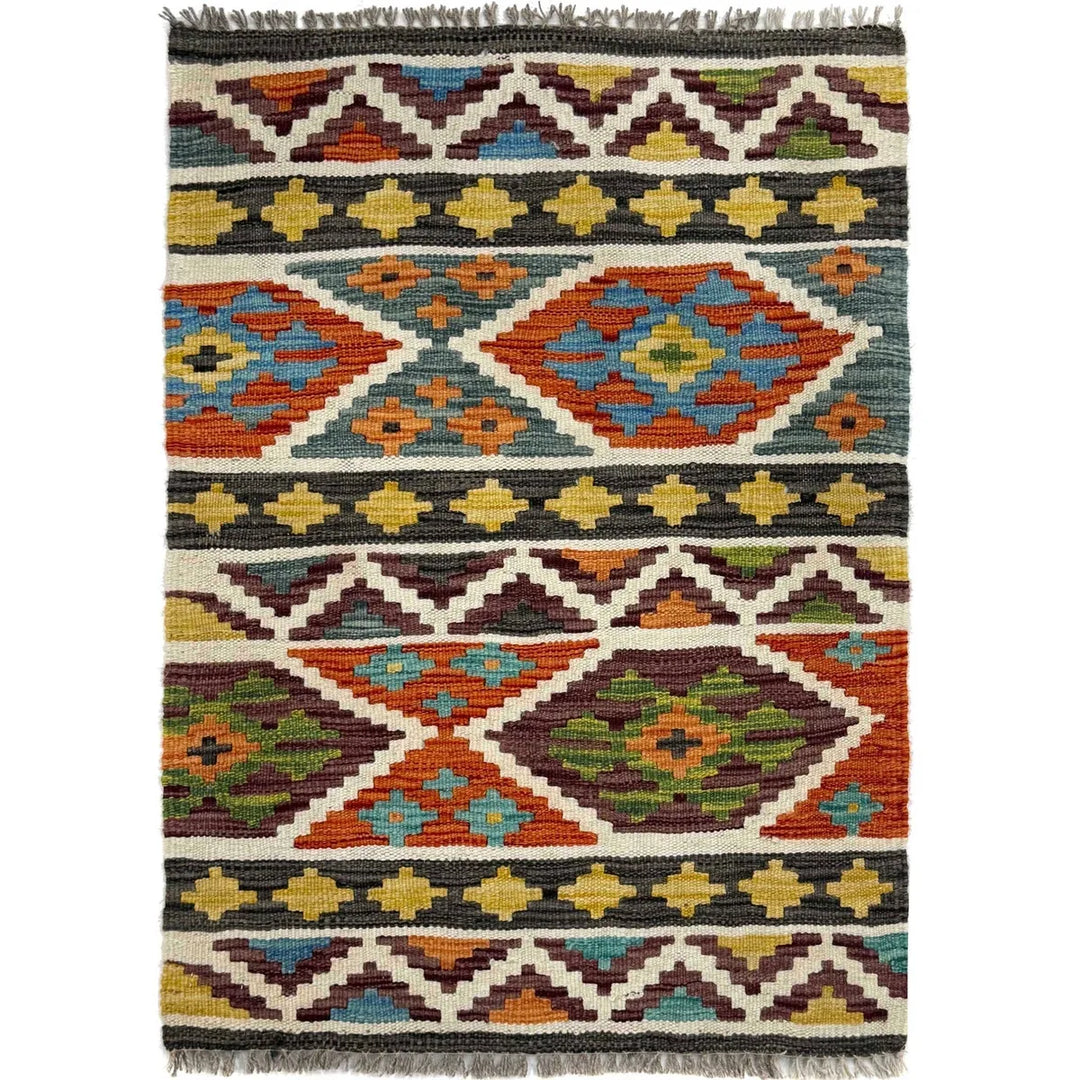 Afghan Kilim Rug 2' 0" x 3' 0" Flat-Weave | No. AL47258