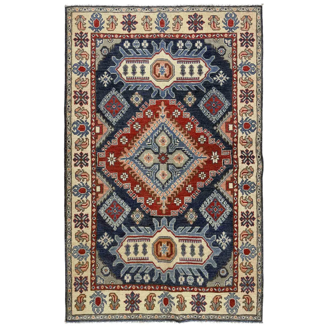 Afghan Kazak Rug 3' 11" x 6' 6" Hand-Knotted | No. AL47269