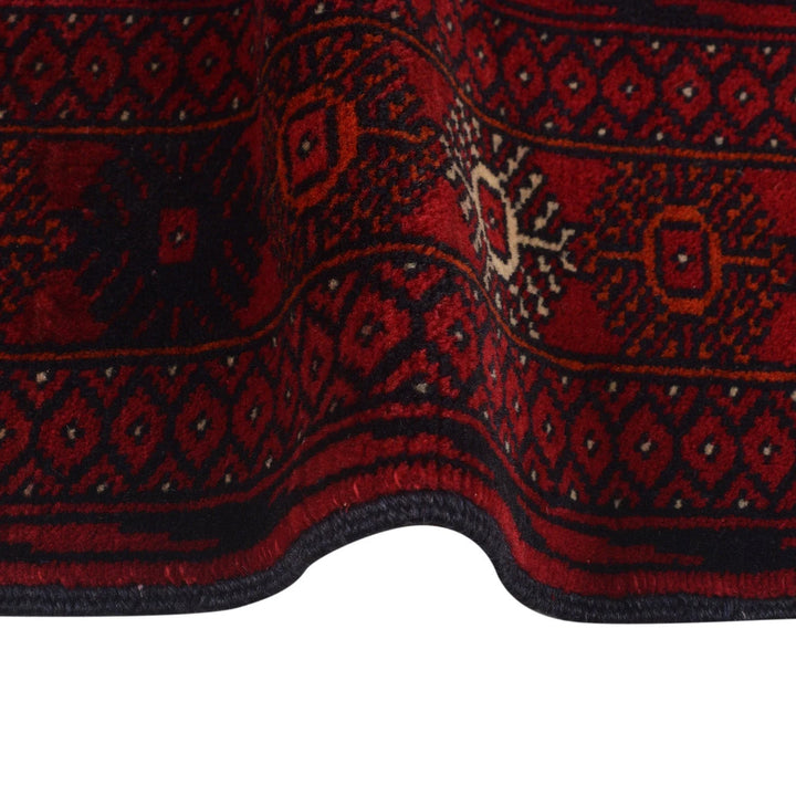 Maroon Afghan Bokhara Rug 2'11" x 5'5" Hand-Knotted | No. AL47302