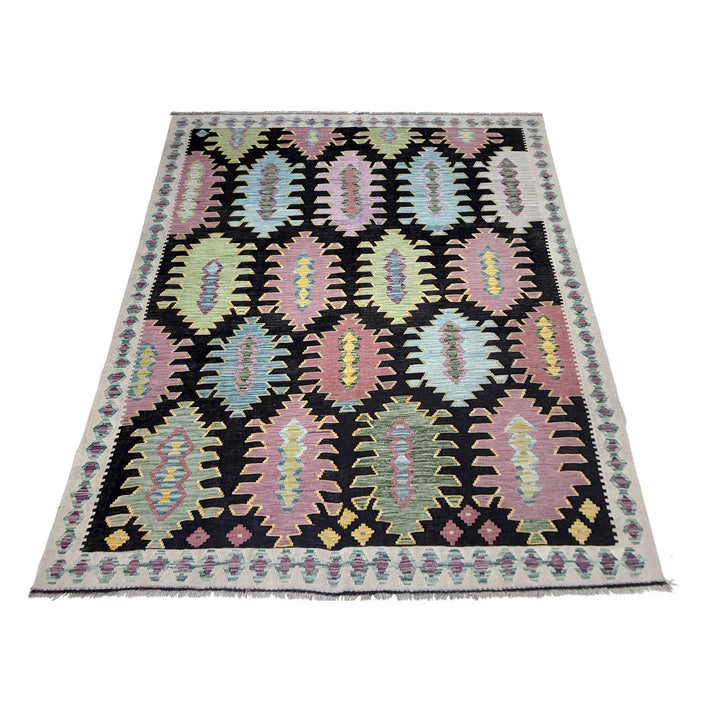 Afghan Vegetable Kilim Rug 6' 8" x 9' 9" Flat-Weave | No. AL473398